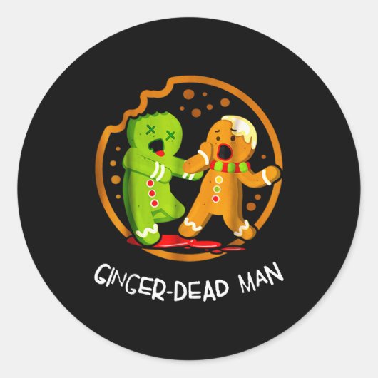 Merry Christmas Ginger-dead Man Cookie Zombie Xmas Ronde Sticker (Voorkant)