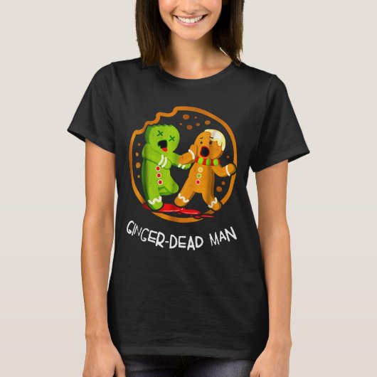 Merry Christmas Ginger-dead Man Cookie Zombie Xmas T-shirt (Voorkant)