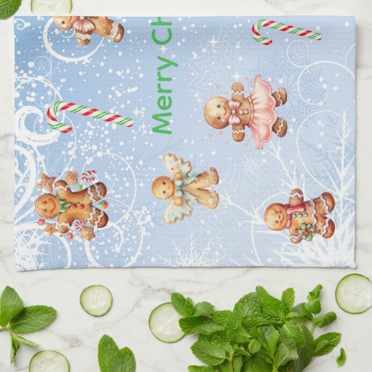  Merry Christmas Gingerbread & Candy Cane  Theedoek (Gevouwen)