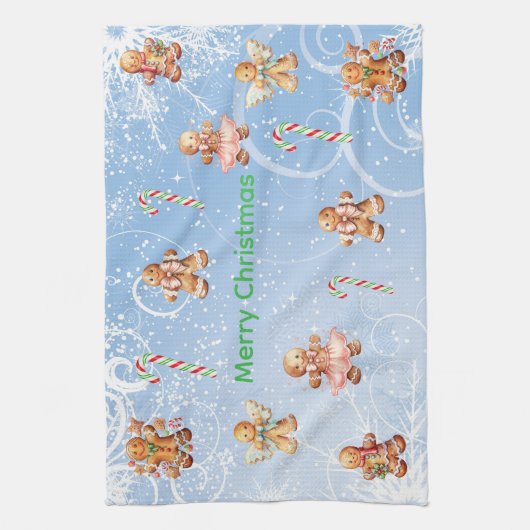  Merry Christmas Gingerbread & Candy Cane  Theedoek (Verticaal)