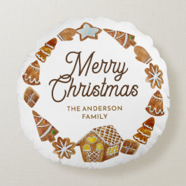 Merry Christmas Gingerbread Cookies Custom Rond Kussen