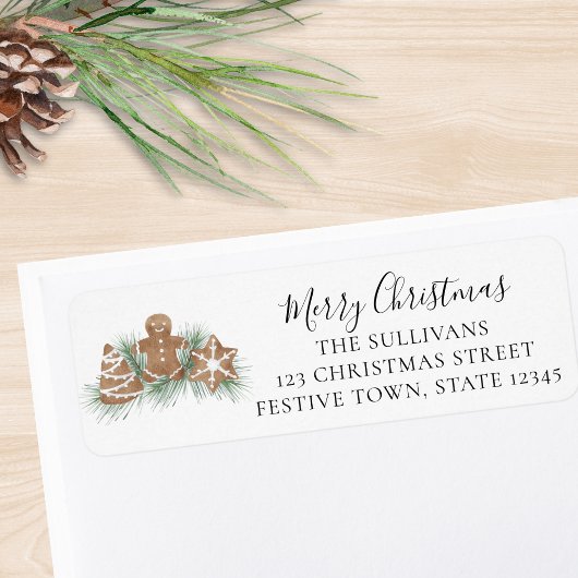 Merry Christmas Gingerbread Cookies Return Address Etiket