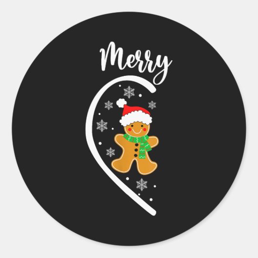 Merry Christmas Gingerbread Couple Christmas Pajam Ronde Sticker (Voorkant)