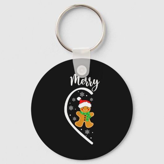 Merry Christmas Gingerbread Couple Christmas Pajam Sleutelhanger (Voorkant)
