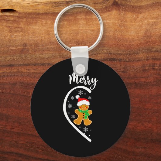 Merry Christmas Gingerbread Couple Christmas Pajam Sleutelhanger (Voorkant)