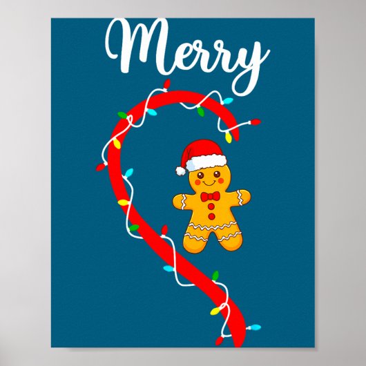 Merry Christmas Gingerbread Couple Xmas Pajamas Ma Poster (Voorkant)