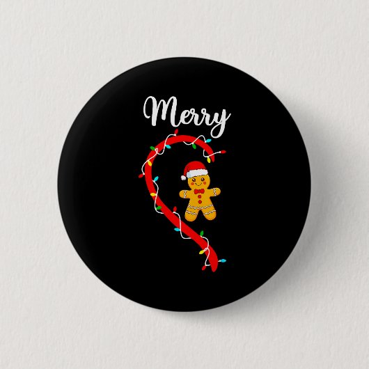 Merry Christmas Gingerbread Couple Xmas Pajamas Ma Ronde Button 5,7 Cm (Voorkant)