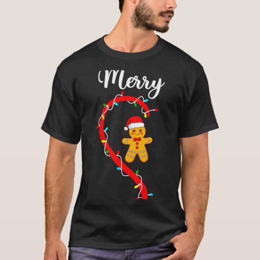 Merry Christmas Gingerbread Couple Xmas Pajamas Ma T-shirt (Voorkant)