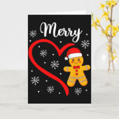 Merry Christmas Gingerbread Family Couples Xmas Pa Kaart (Gele Bloem)