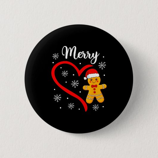 Merry Christmas Gingerbread Family Couples Xmas Pa Ronde Button 5,7 Cm (Voorkant)