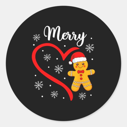 Merry Christmas Gingerbread Family Couples Xmas Pa Ronde Sticker (Voorkant)