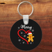 Merry Christmas Gingerbread Family Couples Xmas Pa Sleutelhanger (Voorkant)