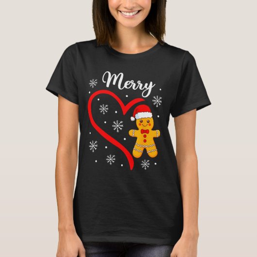 Merry Christmas Gingerbread Family Couples Xmas Pa T-shirt (Voorkant)