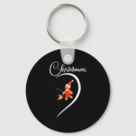 Merry Christmas Gingerbread Fishing Lover Couple C Sleutelhanger (Voorkant)