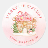 Merry Christmas Gingerbread House Holiday Ronde Sticker (Voorkant)