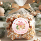 Merry Christmas Gingerbread House Holiday Ronde Sticker