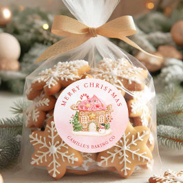 Merry Christmas Gingerbread House Holiday Ronde Sticker