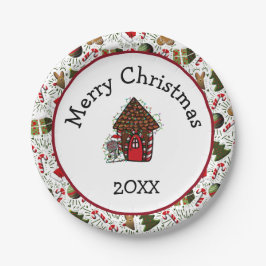 Merry Christmas Gingerbread House Plates Papieren Bordje