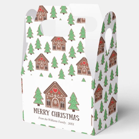 Merry Christmas Gingerbread House & Spruce Trees Bedankdoosjes (Geopend)