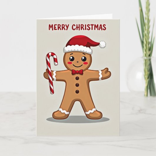 Merry Christmas Gingerbread Man Kaart (Voorkant)
