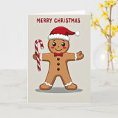 Merry Christmas Gingerbread Man Kaart (Gele Bloem)