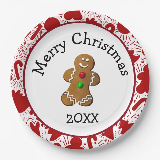 Merry Christmas Gingerbread Man Papieren Bordje (Voorkant)