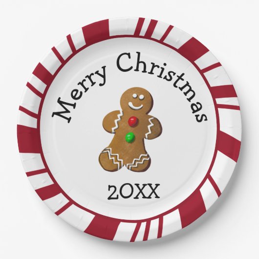 Merry Christmas Gingerbread Man Papieren Bordje (Voorkant)