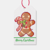 Merry Christmas, GingerBread man, Pixel Art Cadeaulabel (Voorkant)