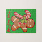 Merry Christmas, Gingerbread man, Pixelart, Pixel  Legpuzzel (Horizontaal)