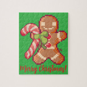 Merry Christmas, Gingerbread man, Pixelart, Pixel  Legpuzzel