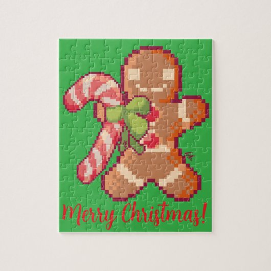 Merry Christmas, Gingerbread man, Pixelart, Pixel  Legpuzzel (Verticaal)