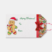Merry Christmas Gingerbread Man Snoep Sprinkles Cadeaulabel (Voorkant (Horizontaal))