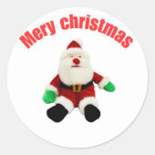Merry Christmas Gingerbread Man with Santa Hat Vec Ronde Sticker (Voorkant)