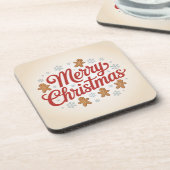  Merry Christmas Gingerbread Men Snowflakes Coaste Bier Onderzetter (Linkerzijde)
