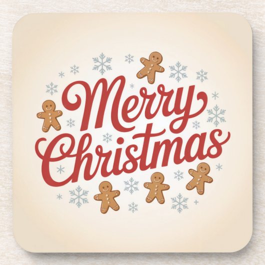  Merry Christmas Gingerbread Men Snowflakes Coaste Bier Onderzetter (Voorkant)