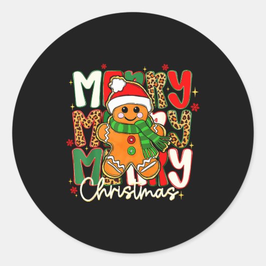 Merry Christmas Gingerbread Xmas Coquette Tis The Ronde Sticker (Voorkant)
