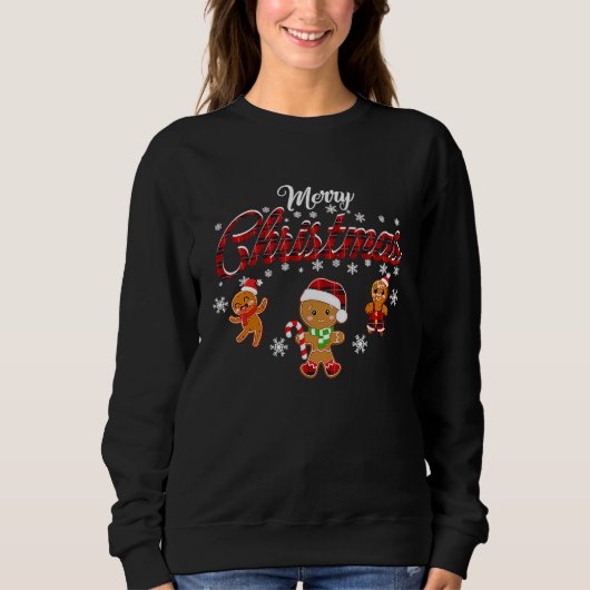 Merry Christmas Gingerbread Xmas Red Plaid Cookie  Trui (Voorkant)