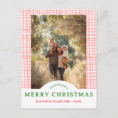MERRY CHRISTMAS Gingham Holiday CUSTOM FOTO Briefkaart (Voorkant)