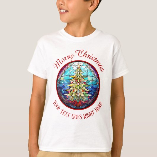 Merry Christmas Glas in lood Xmas Tree T-shirt (Voorkant)