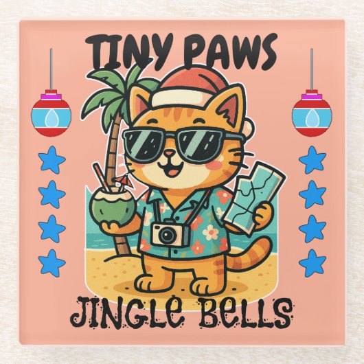 Merry Christmas Glazen Onderzetter (Voorkant)