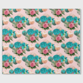 Merry Christmas Glitter Bauble Goud Roze Rose Blau Cadeaupapier (Vlak)