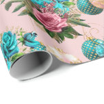 Merry Christmas Glitter Bauble Goud Roze Rose Blau Cadeaupapier<br><div class="desc">Fijne chemische Feestdagen florenceK</div>