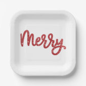 Merry Christmas Glitter Holiday  Papieren Bordje (Voorkant)