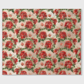 Merry Christmas Glitter Script Roos Gold Baubles Cadeaupapier (Vlak)