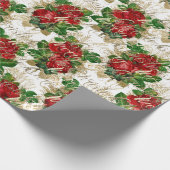 Merry Christmas Glitter Script Roos Goud Rood Wit Cadeaupapier (Hoek)