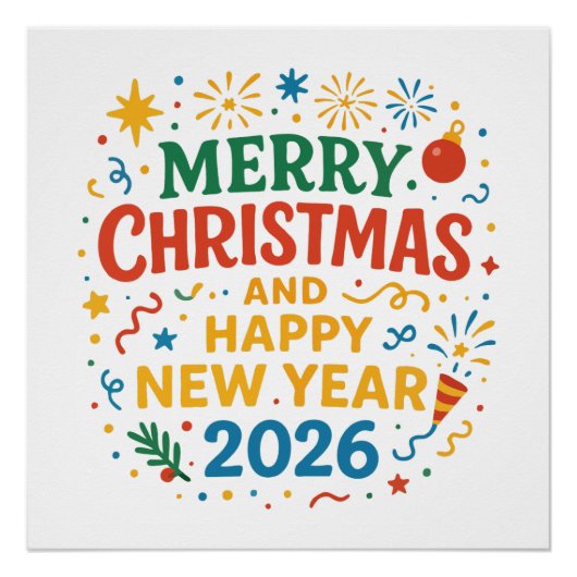 Merry Christmas Glossy Poster (Voorkant)
