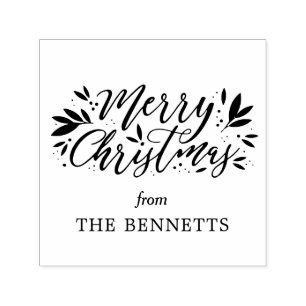 Merry Christmas Glow Custom Rubber Stamp Zelfinktende Stempel