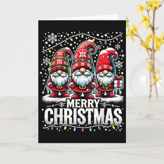 Merry Christmas Gnome Funny Family Christmas Kaart (Gele Bloem)
