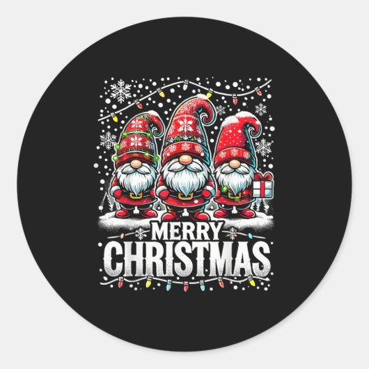 Merry Christmas Gnome Funny Family Christmas  Ronde Sticker (Voorkant)