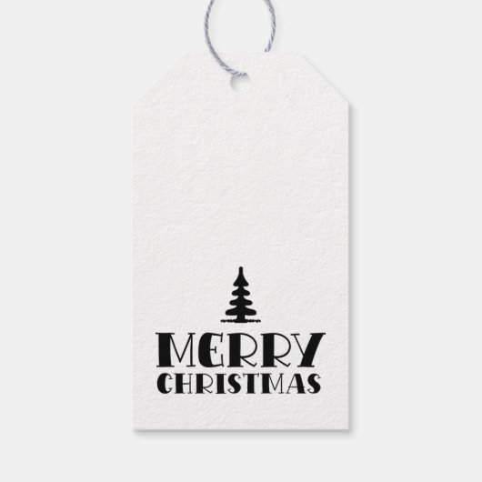 Merry Christmas Gnome Grunge Chic Black & White Cadeaulabel (Achterkant)
